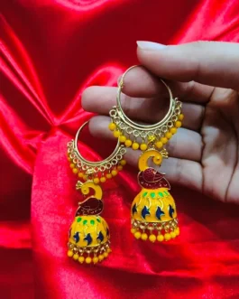 PEACOCK MEENA BALI EARRING