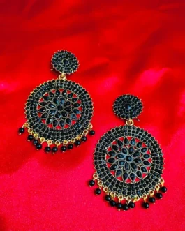 RAJKOT BLACK STONE EARRING