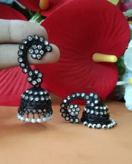 RAJKOT BLACK WHITE STONE JHUMKA